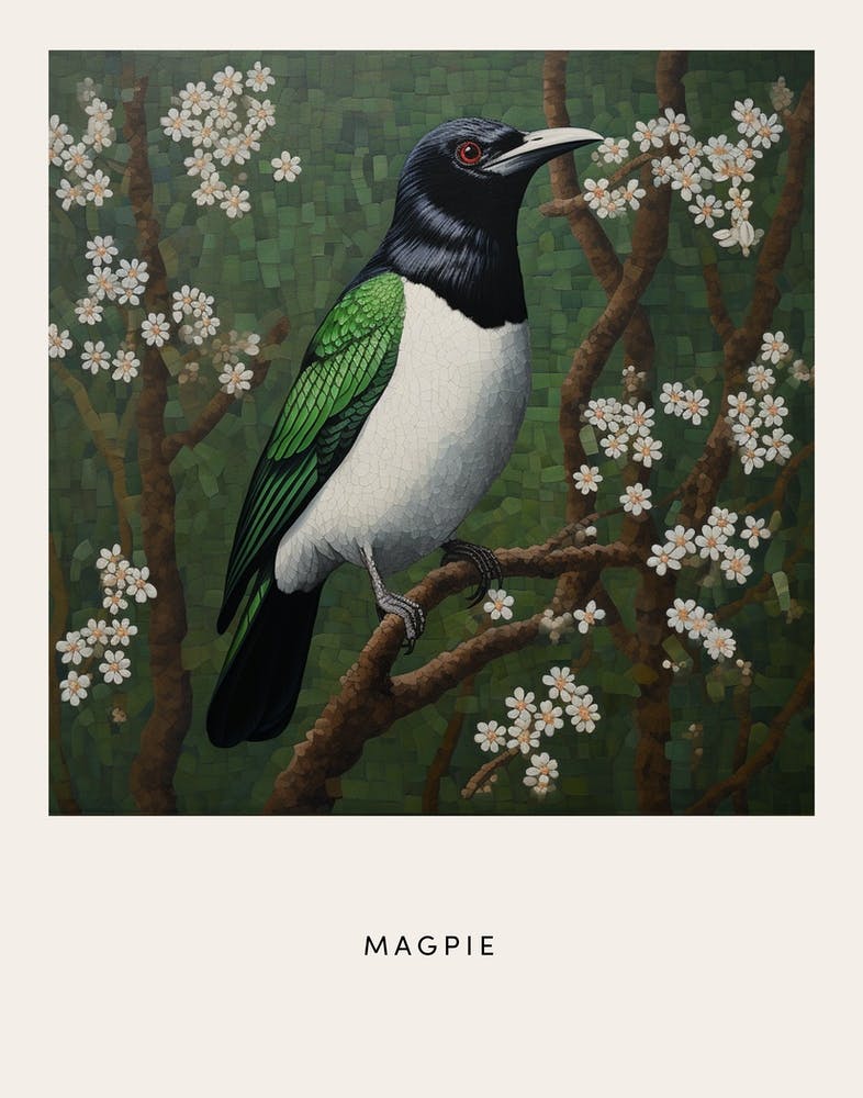 Ohara Koson Inspired Bird Painting Magpie 7 Poster