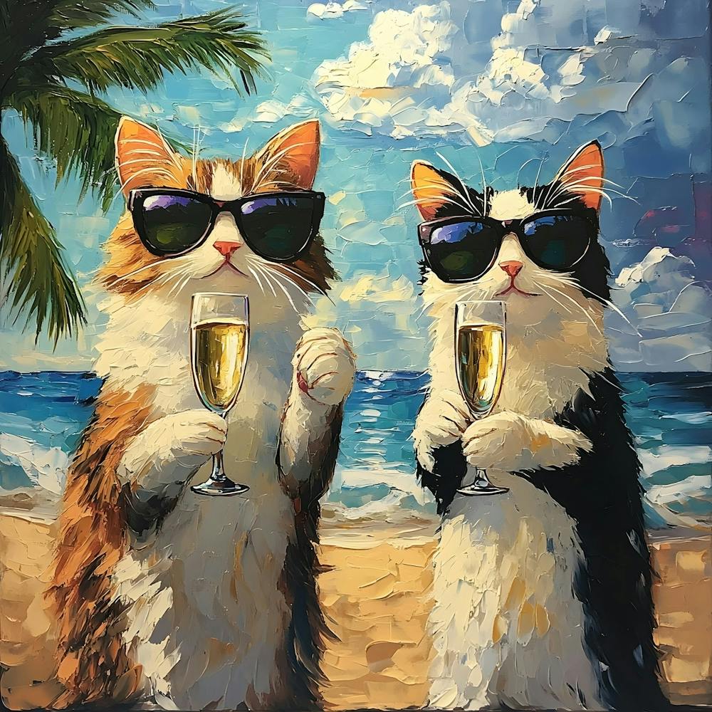 Fun Cats At The Beach 1