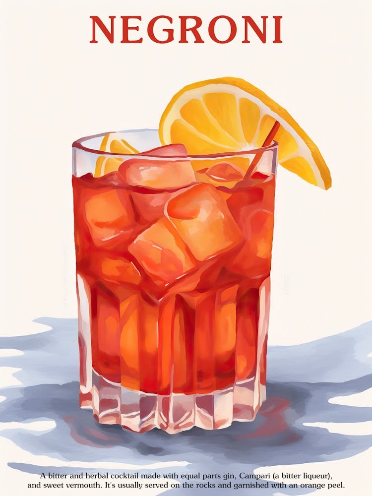 Negroni Poster Cocktail Kitchen Art