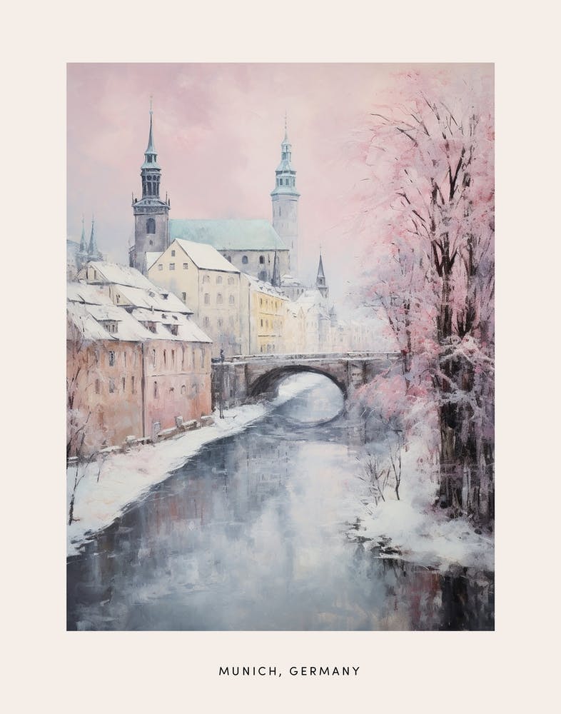 Dreamy Winter Painting Poster Munich Germany 2