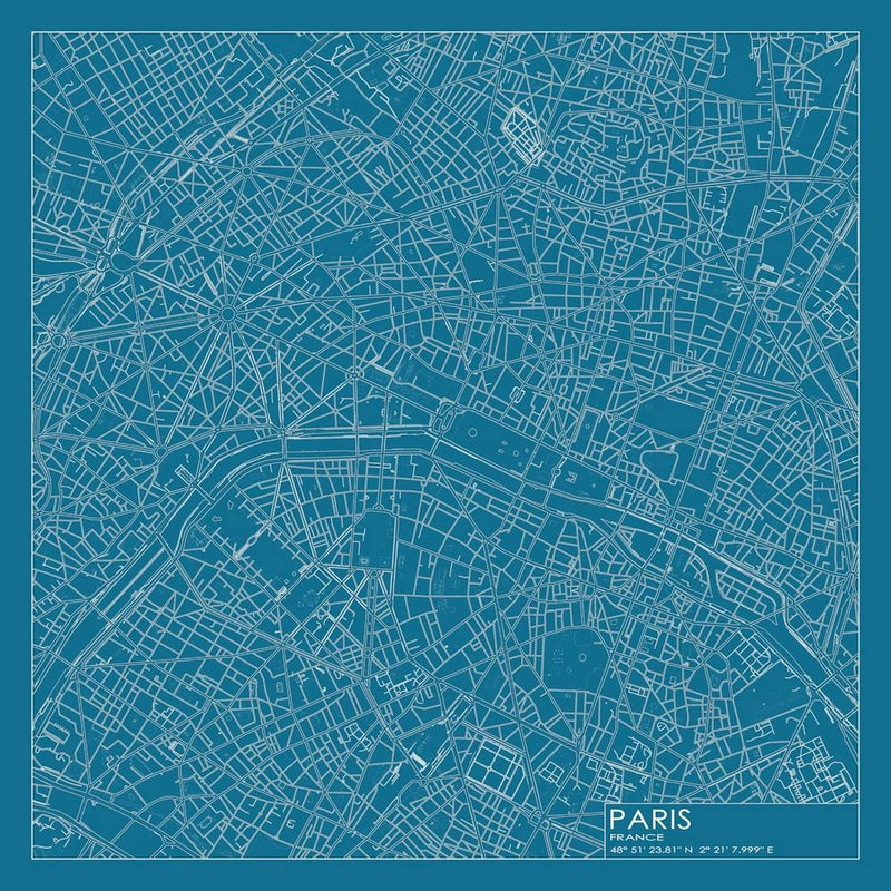 Paris France - Plan de ville style blueprint