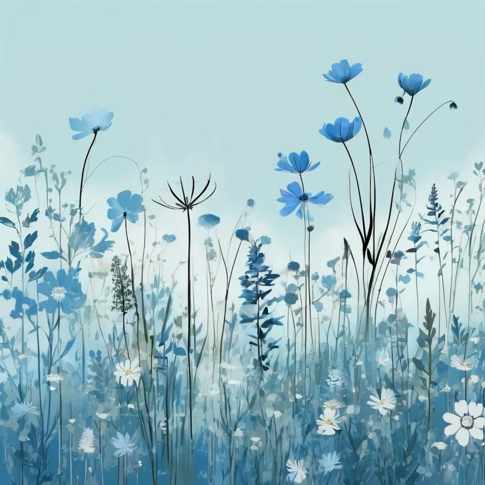 Fleurs Sauvages Botaniques Bleu Clair 3