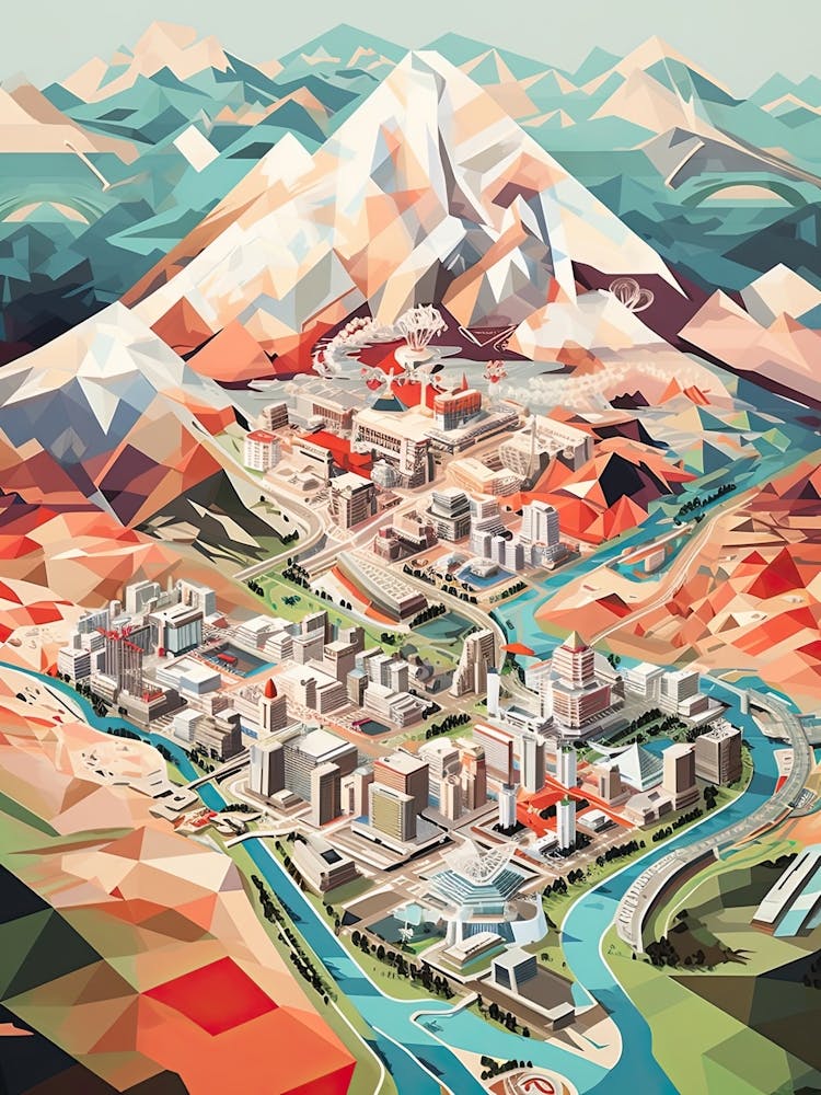 Beijing, China, Geometric Illustration 1