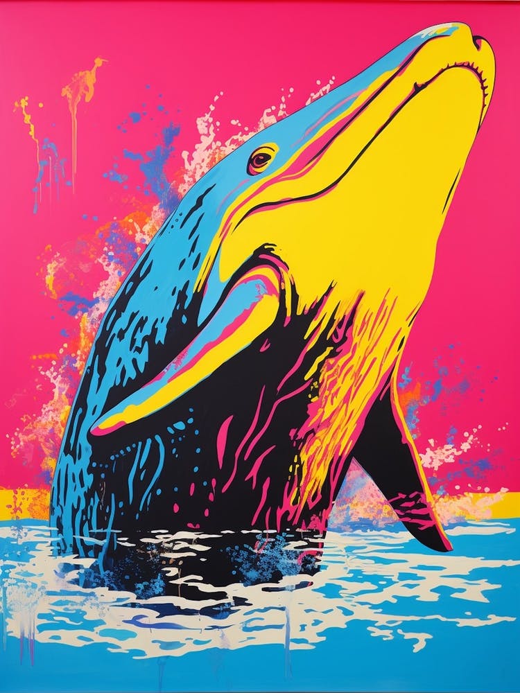 Whale Diving Out Of Water Pop Art 3