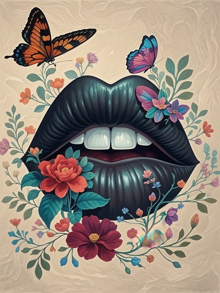 Black Lips With Butterflies