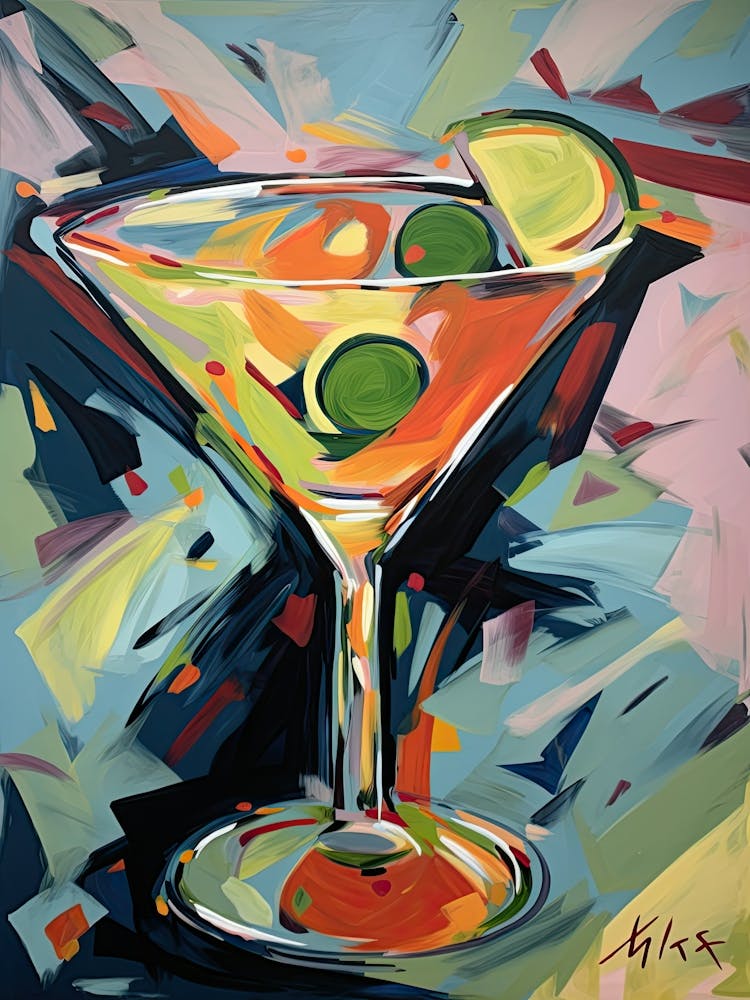Dry Martini Cocktail Fauvist Painting 1