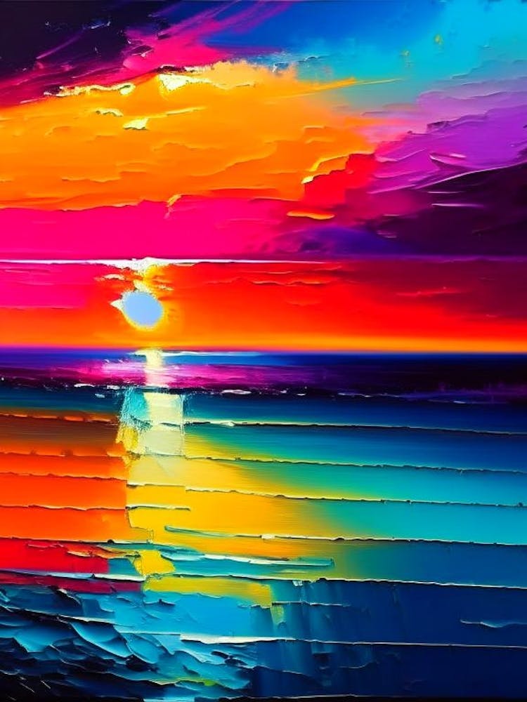 Sunrise Over Ocean Waterscape Bright Abstract 1