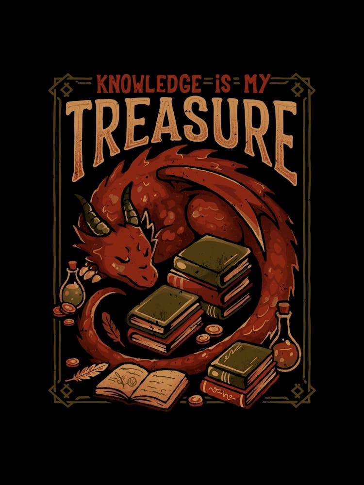 Knowledge Is My Treasure Cute Dragon 1