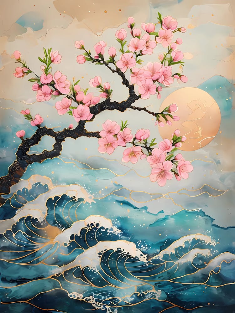 Asiatische Kirschblüten Am Meer