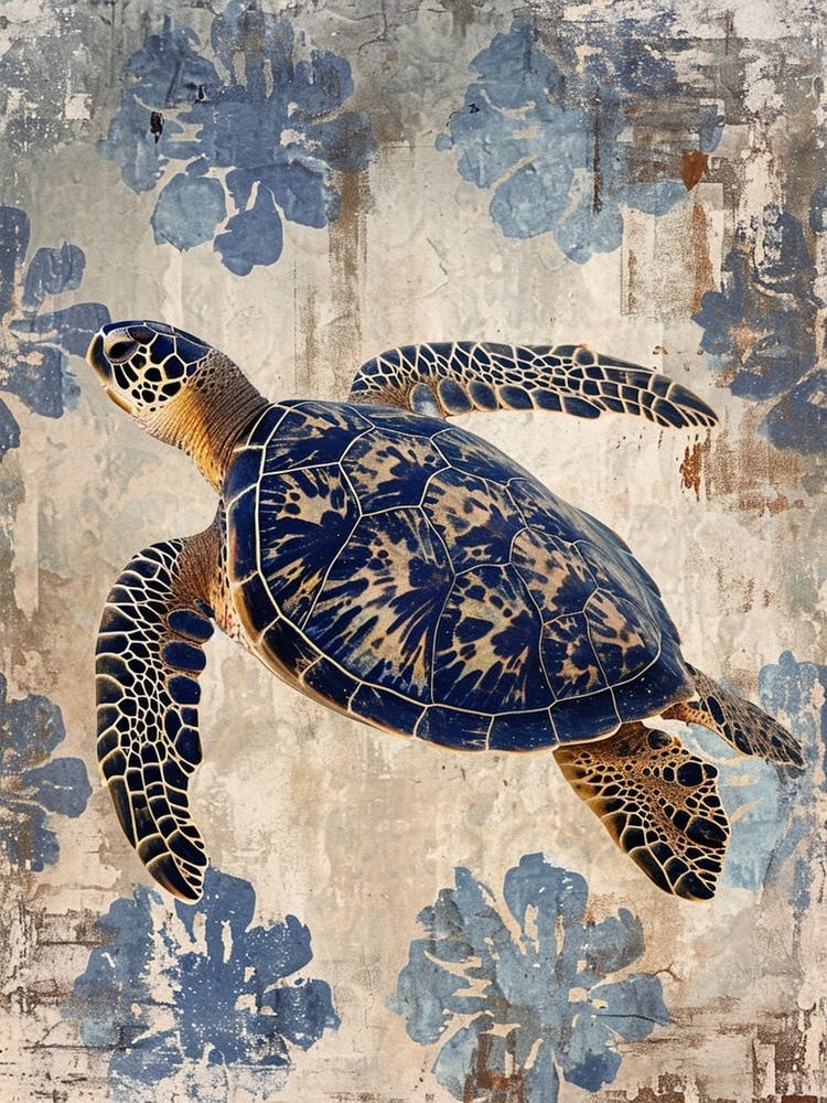 Blue Ornamental Sea Turtle 1