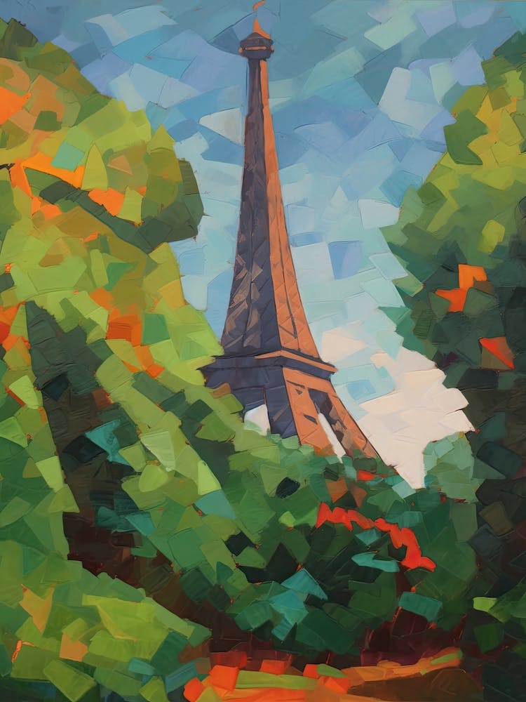 Eiffel Tower Paris France David Hockney Style 5