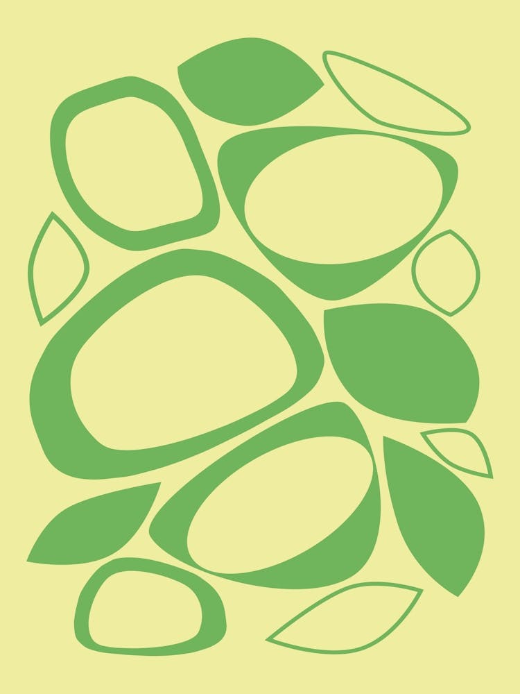 Mid Century Modern Abstract 8 Green and Yellow