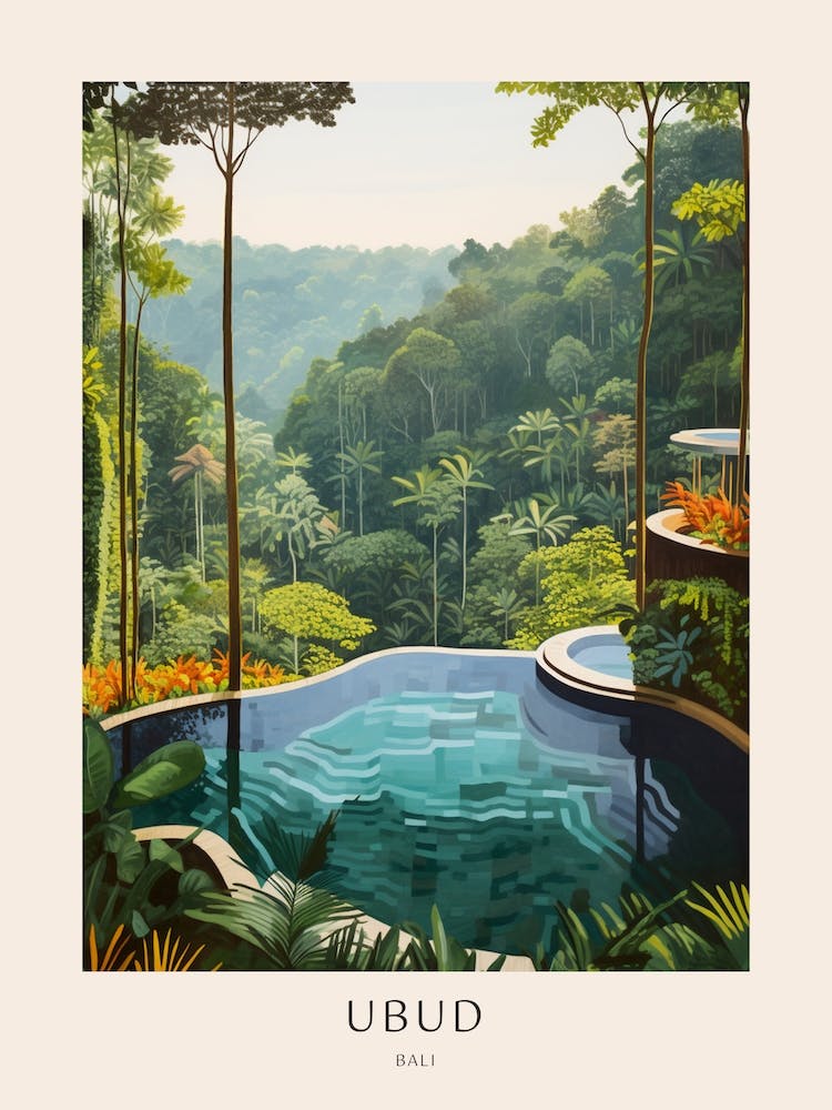 Ubud Bali 4 Midcentury Modern Pool Poster