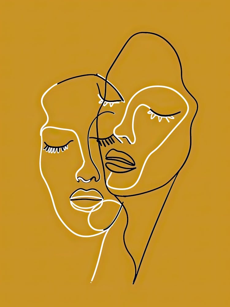 Simplicity Lines Woman Abstract In Yellow 7