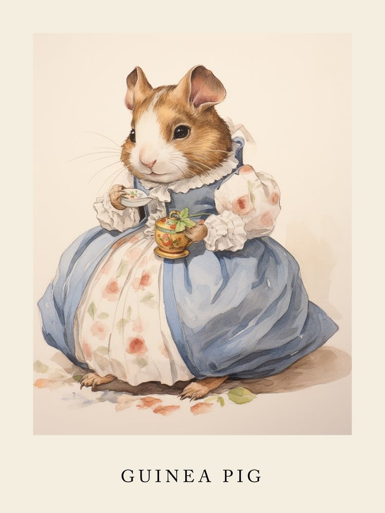 Beatrix Potter Inspired  Animal Watercolour Guinea Pig 1