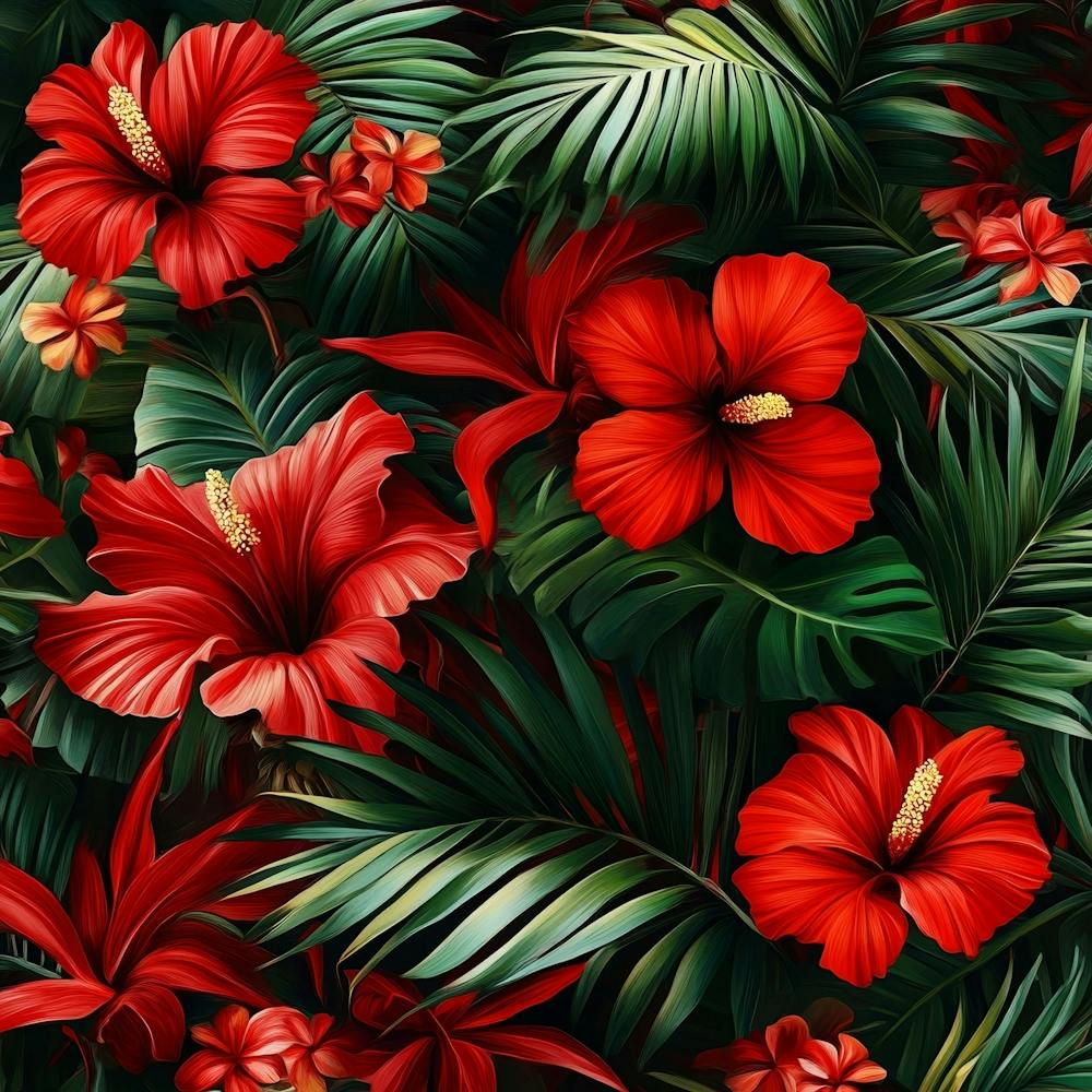 Tropical Leaves And Flowers Art