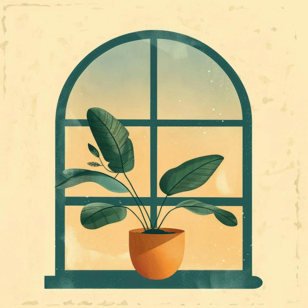 Window With A Potted Plant 1