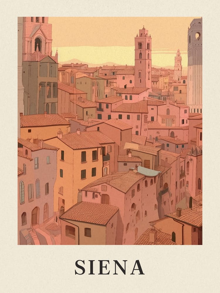 Siena Vintage Rosa Italien-Poster