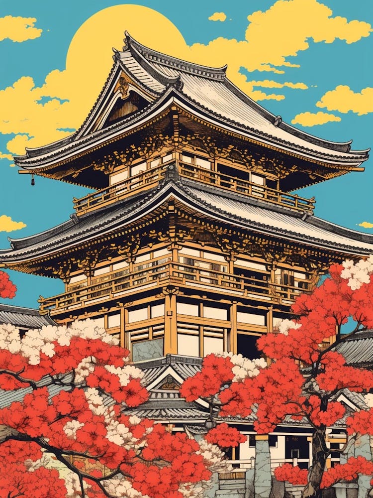 Senso Ji Temple, Japan Vintage Travel Art 4