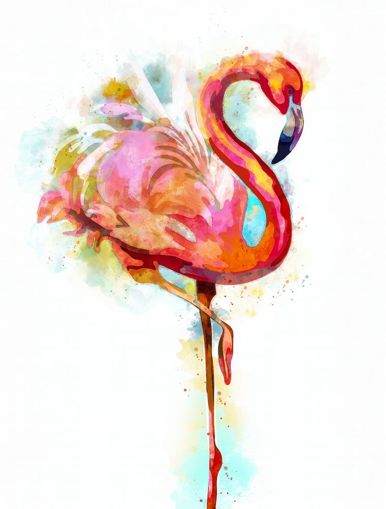 Flamingo Aquarell