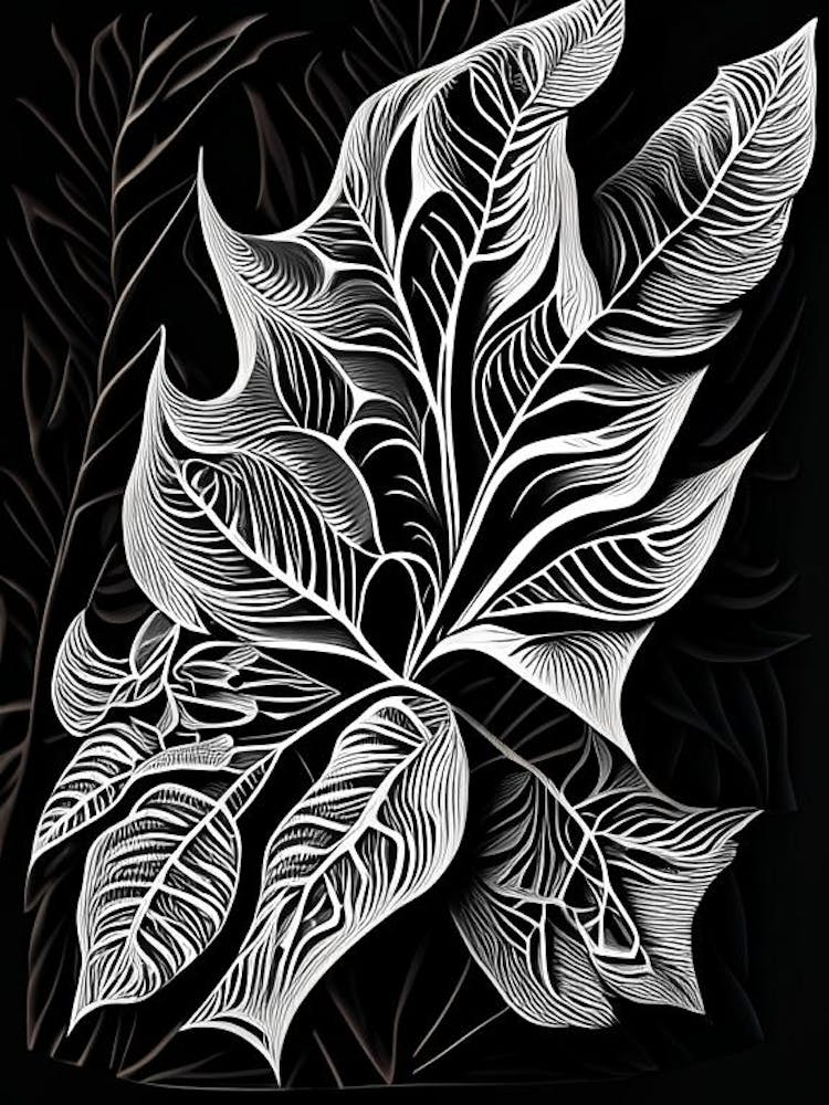 Olive Leaf Linocut 1