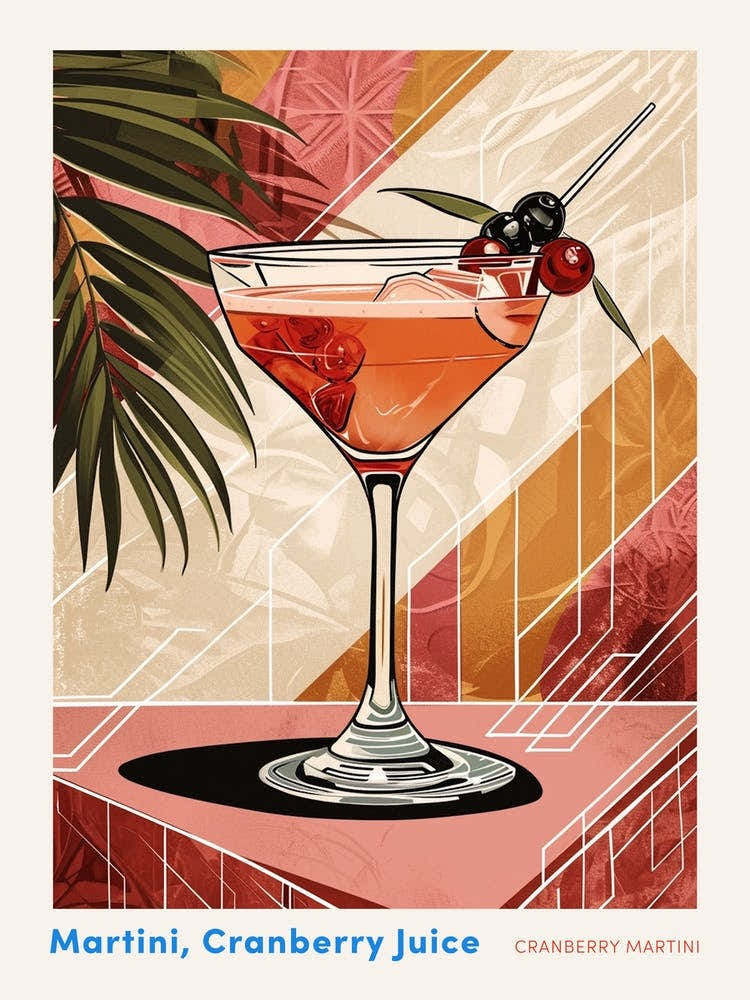 Art Deco Tropical Background Cocktail 1 Poster