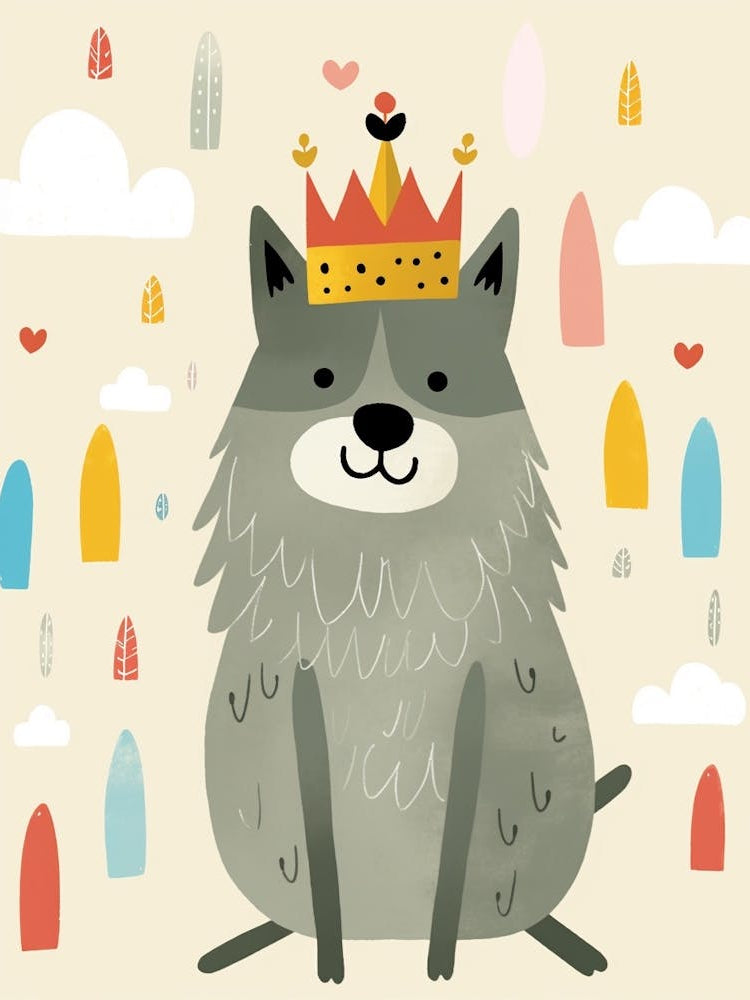 Little Timber Wolf 1 Wearing A Crown
