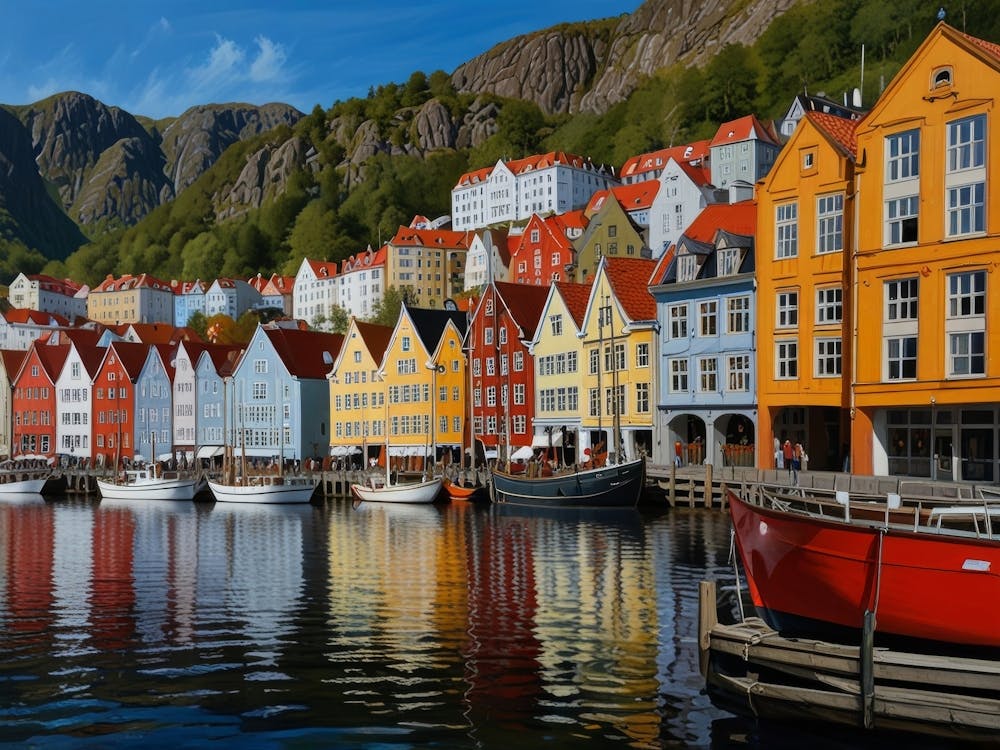 Colorful Houses In A Harbor art