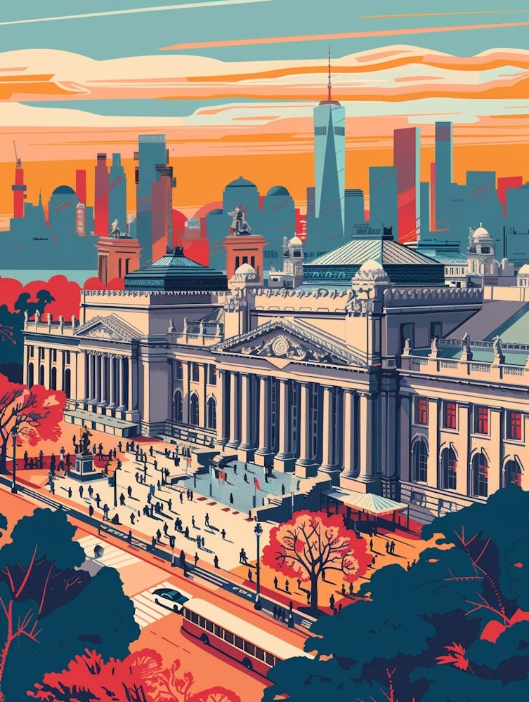 The Met New York Colourful Silkscreen Illustration 2