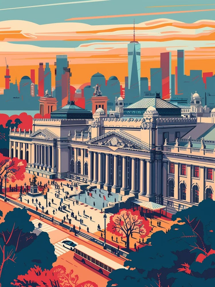 The Met New York Colourful Silkscreen Illustration 2