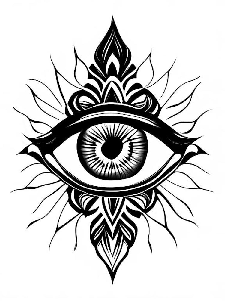 Chakra, Symbol, Third Eye Simple Black & White Illustration 2