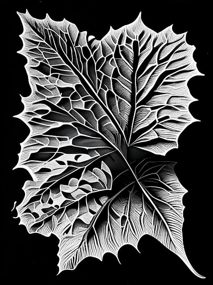 Sycamore Leaf Linocut 1