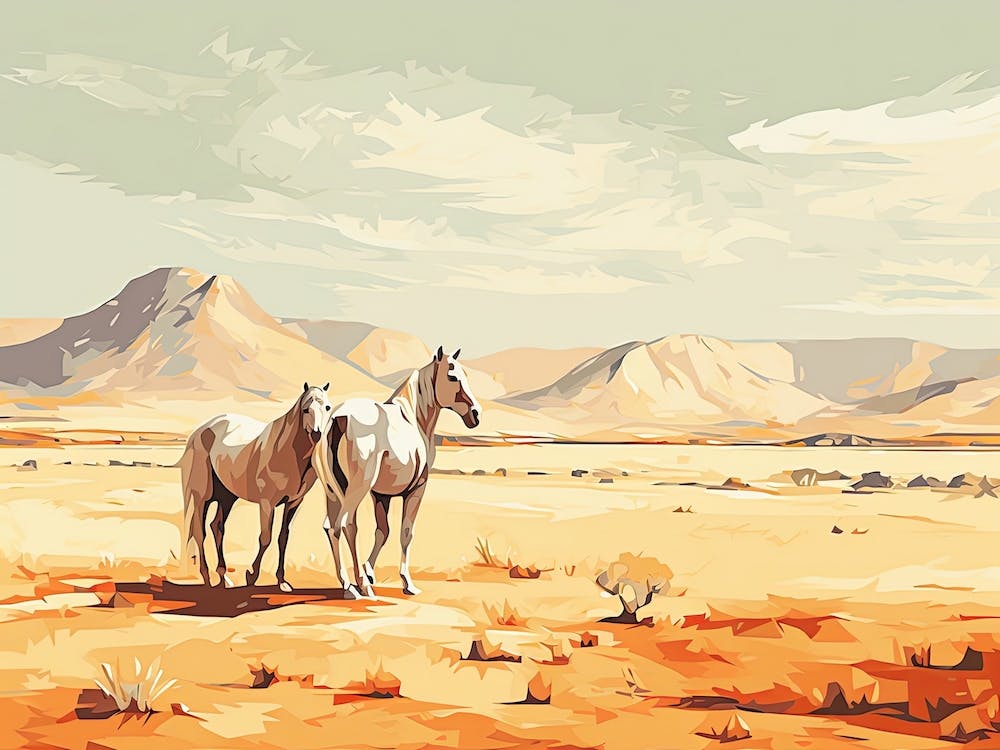 Horses Painting In Namib Desert, Namibia, Landscape 4