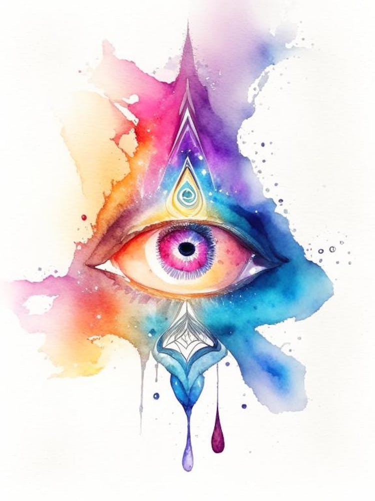 The Ajna Chakra, Symbol, Third Eye Watercolour 3