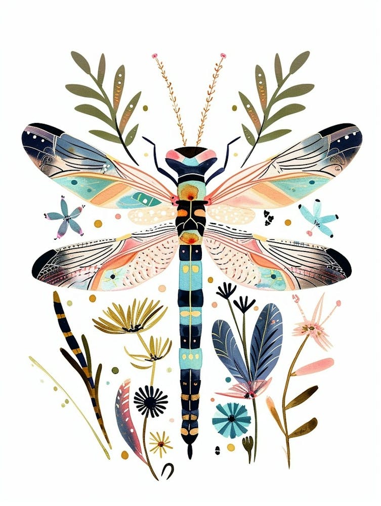 Colourful Insect Illustration Damselfly 2