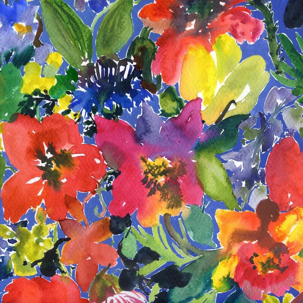 Watercolor Flowers with Poppies
