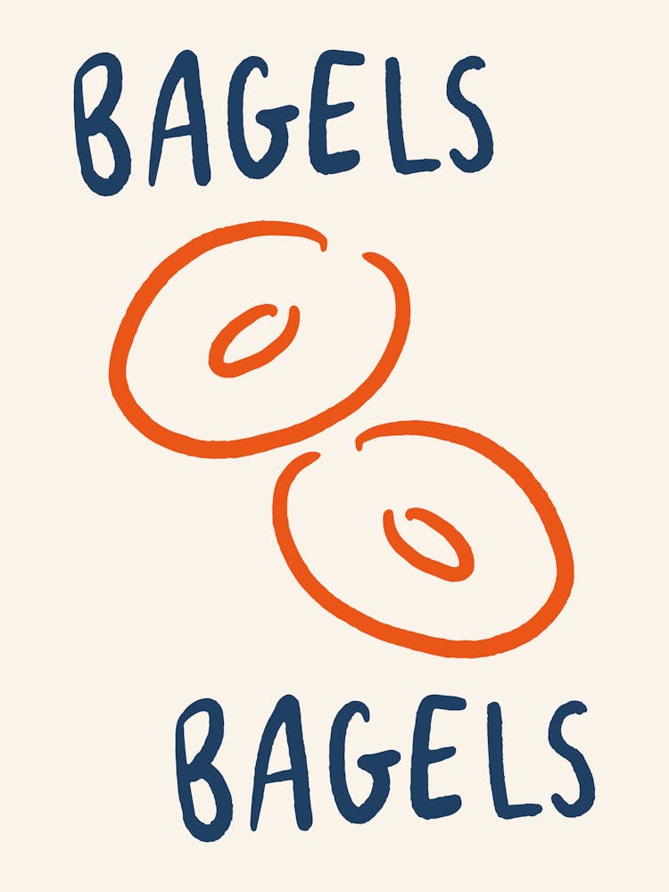Bagels Bagels blue and orange kitchen