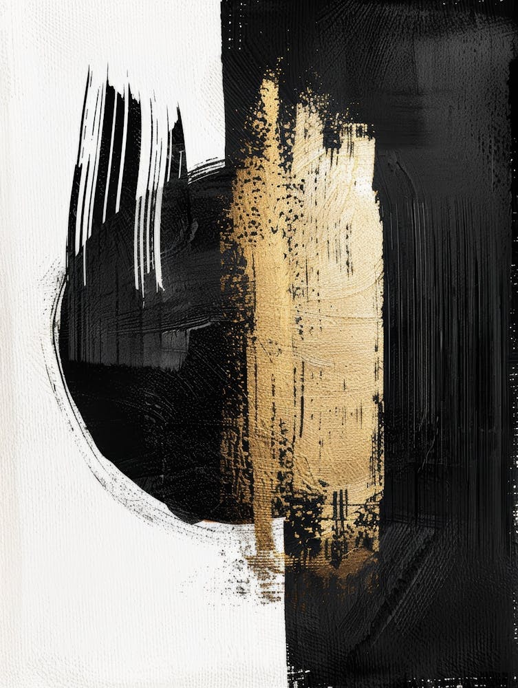 Abstraktes Schwarz-Gold Gemälde 73