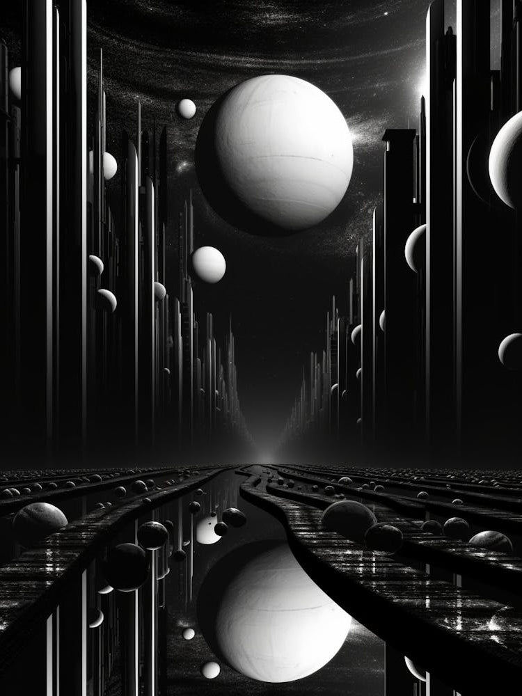 Parallel Universes Abstract Black And White 2