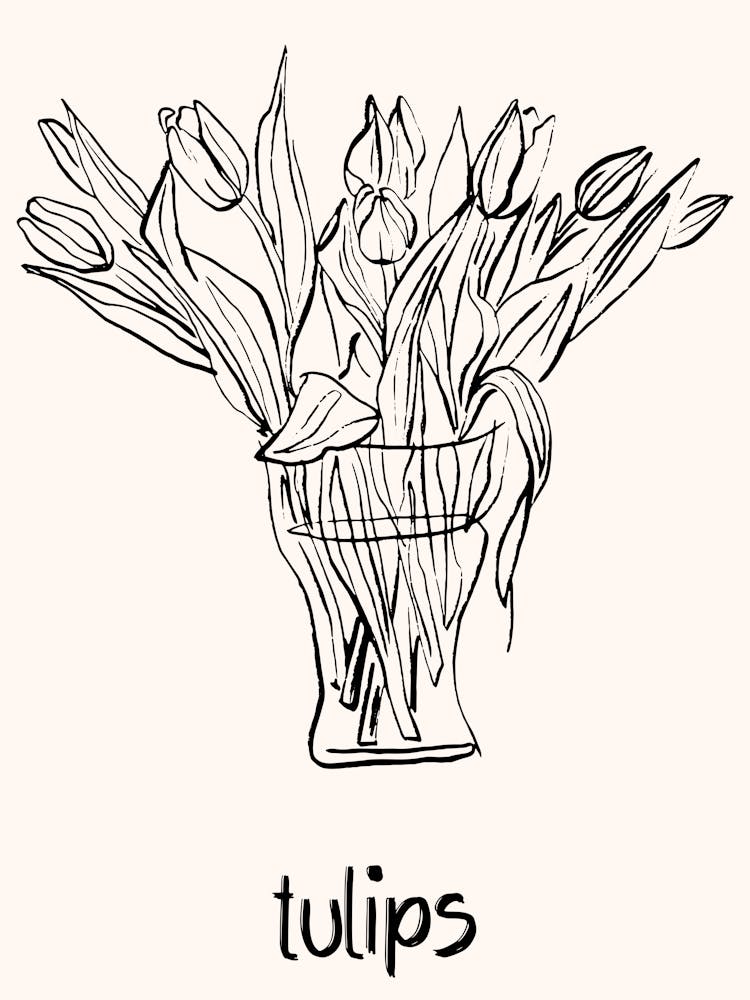 Tulips Bouquet Fine Line Flower Vase