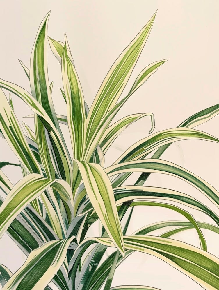 Spider Plant Botanical Line Illustration 1