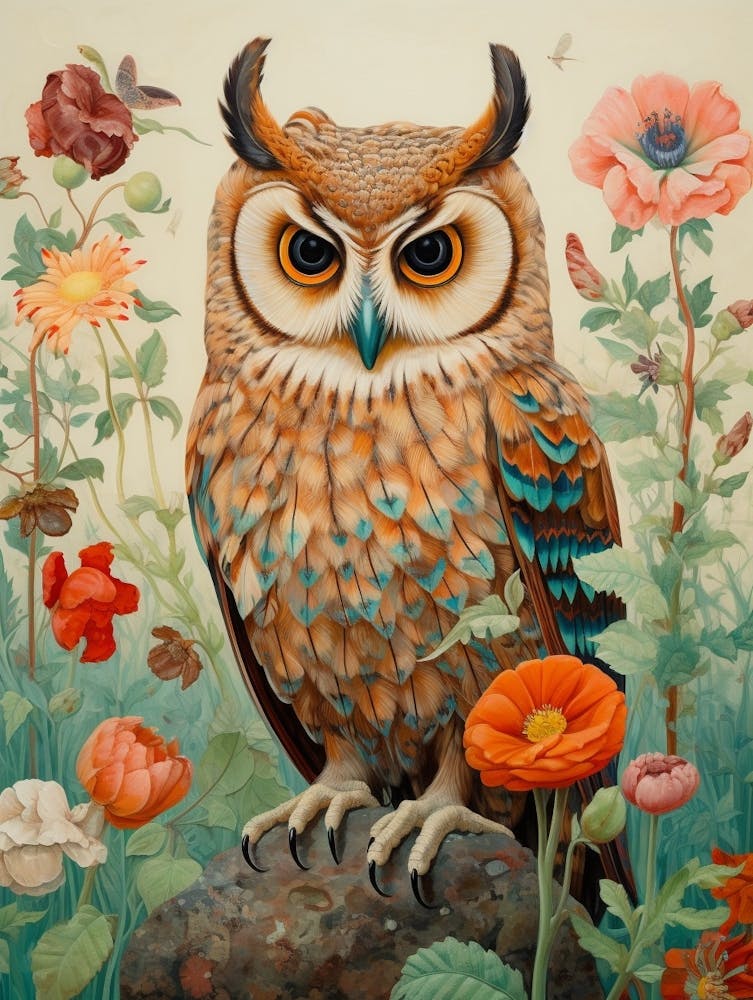 Petit-duc maculé 2 Peinture d'oiseau détaillée
