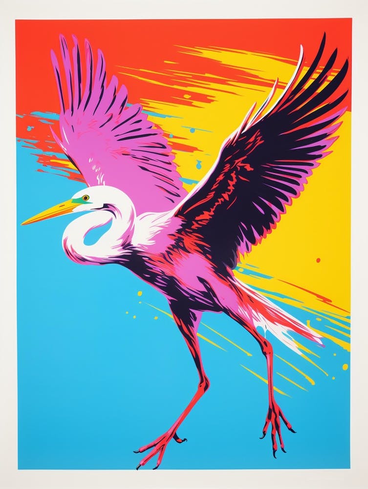 Andy Warhol Style Bird Egret 4