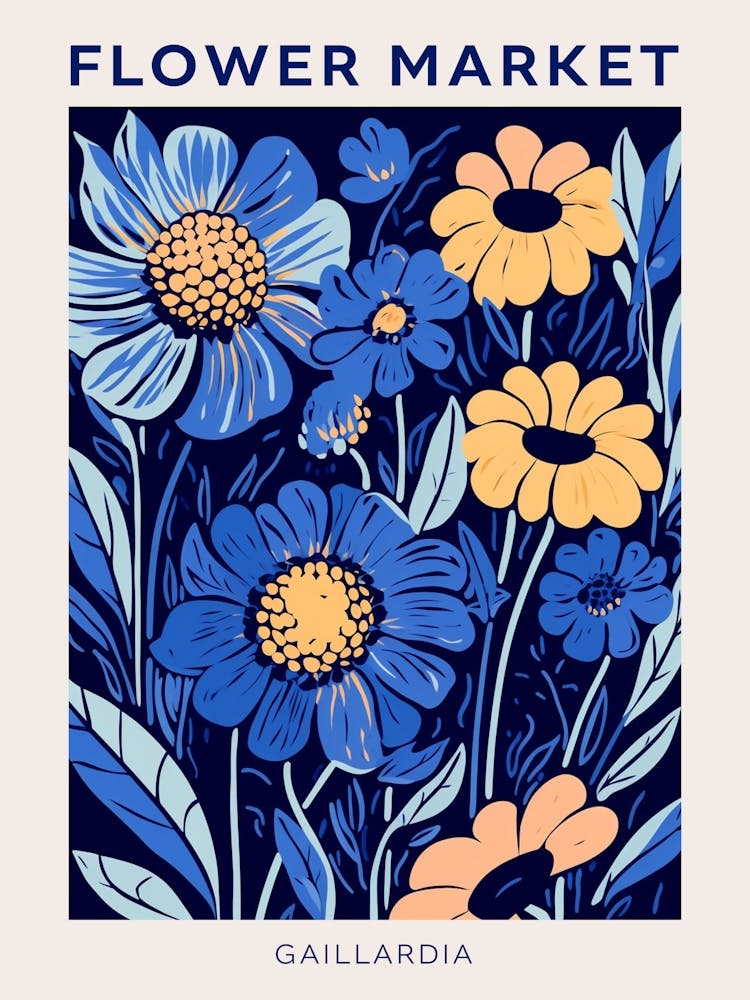Blue Flower Market Poster Gaillardia 1