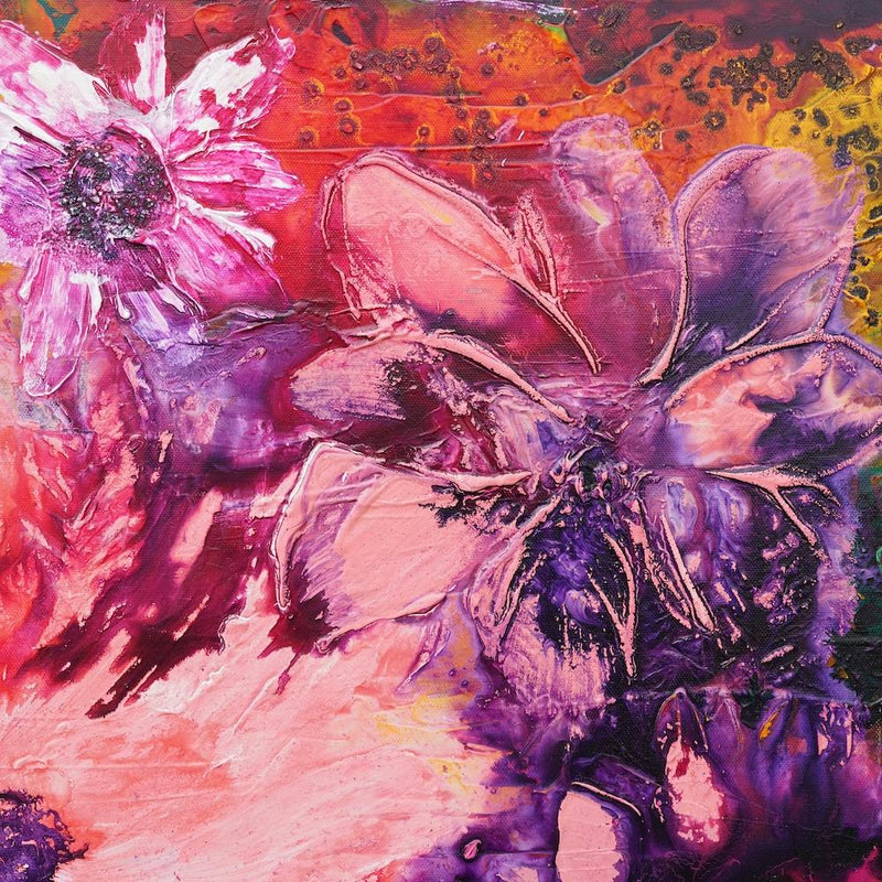 Big Pink Flowers Painting Square