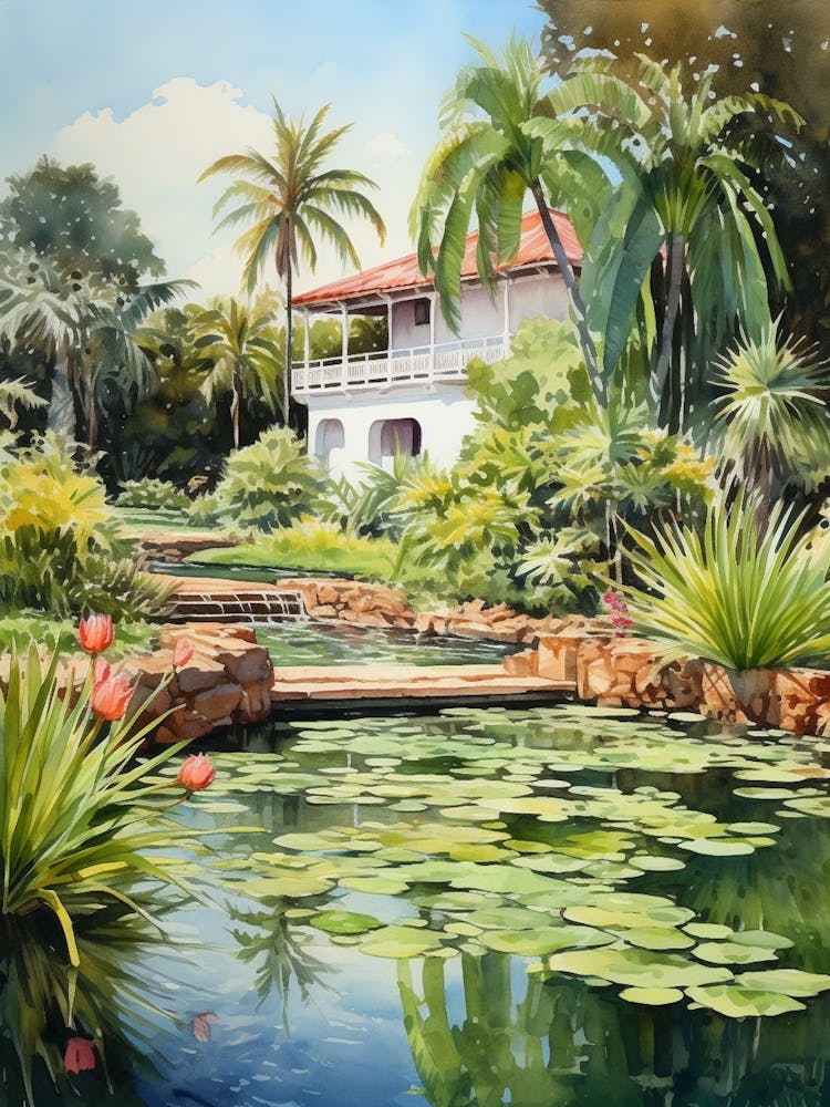 Jardn Botnico Nacional Dominican Republic Watercolour 