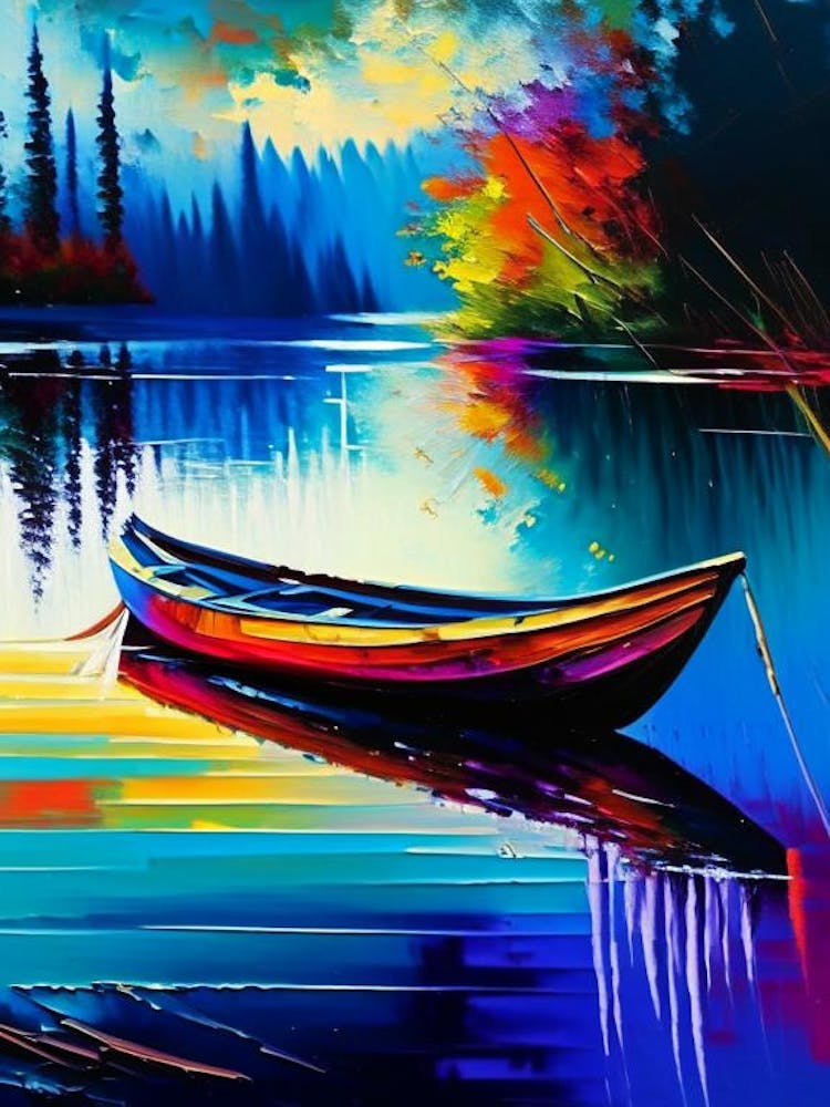 Canoe On Lake Water Waterscape Bright Abstract 1