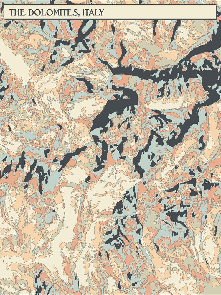 Dolomites Mountain Range Italy Hillshade Map