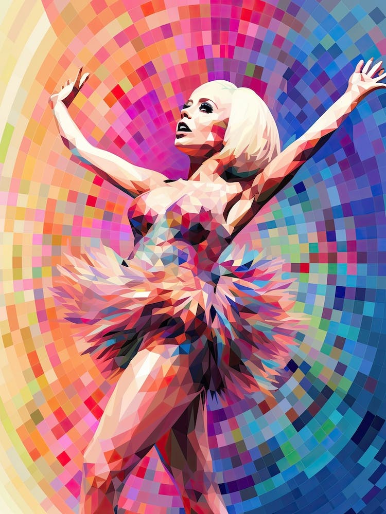 Woman Dancing Disco Ball Geometric 1