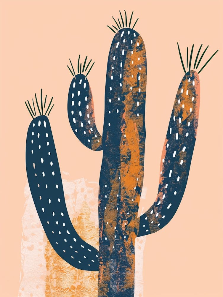 Mammillaria Cactus Minimalist Abstract Illustration 4